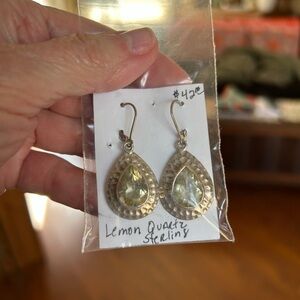 Lemon quartz sterling  silver earrings